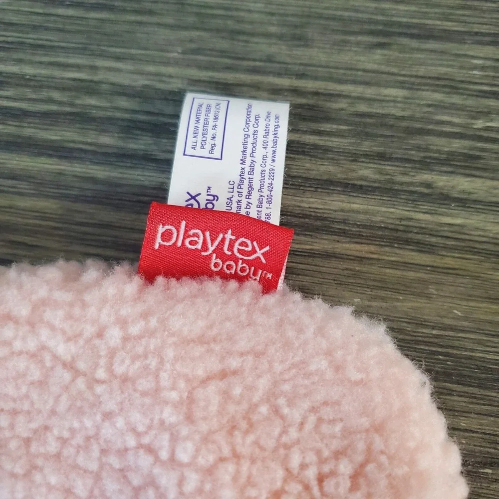 Playtex Baby Pink Unicorn Crinkle Lovey Rattle Flat Plush Sherpa Textured Belly